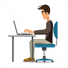 Man working on healthy related articles at a desk.